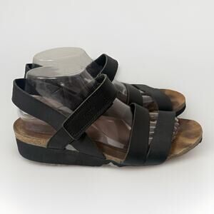 Naot Sandals Womens 41 Kayla Slingback Black Hook & Loop Open Toe Wedge Heels